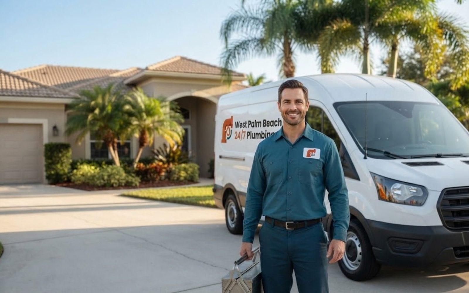 Licensed West Palm Beach plumber arriving for a service call